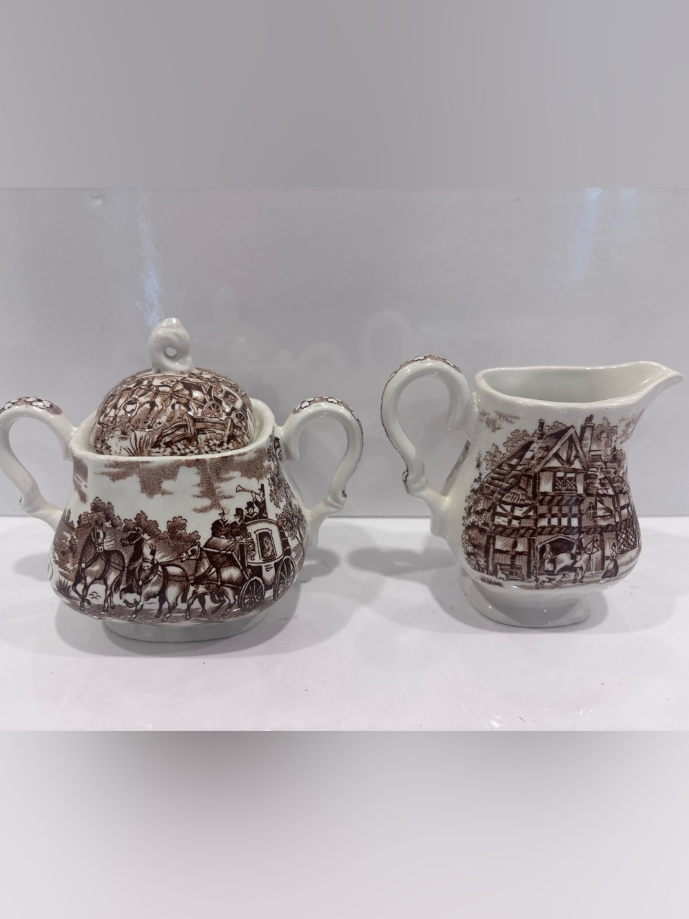 Vintage myott coaching days brown transferware fine ironstone England